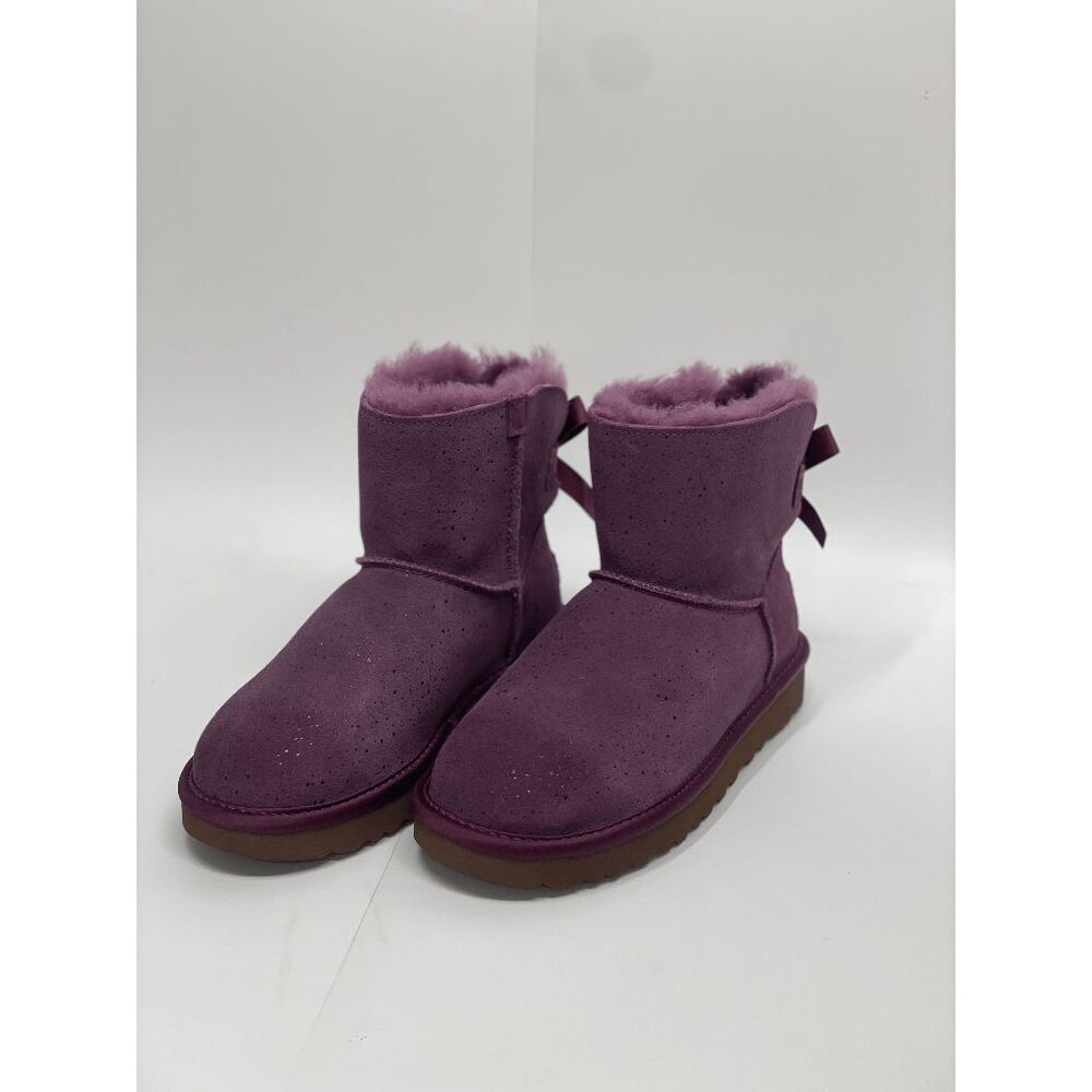 UGG Women's Mini Bailey Bow Metallic Spots Boots - Pinot Noir 5M